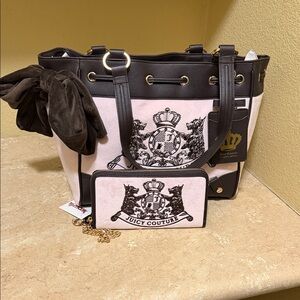 Juicy Couture Pink and Brown Tote with Wallet